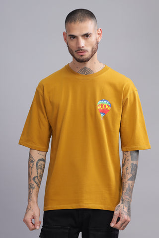 Float Balloon Edition Mustard Yellow Oversized Crew neck Tees