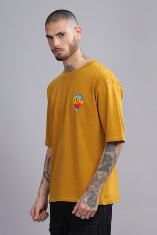 Float Balloon Edition Mustard Yellow Oversized Crew neck Tees