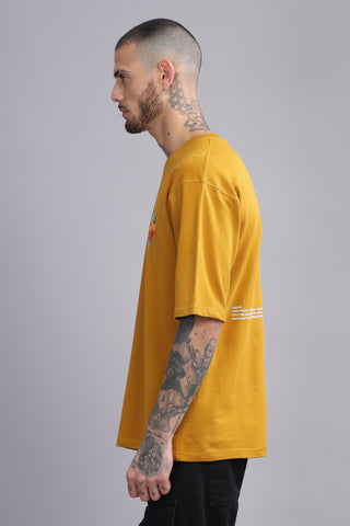 Float Balloon Edition Mustard Yellow Oversized Crew neck Tees