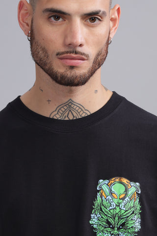 Alien Edition Black Oversized Crew neck Tees