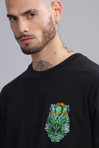 Alien Edition Black Oversized Crew neck Tees