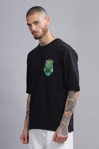 Alien Edition Black Oversized Crew neck Tees