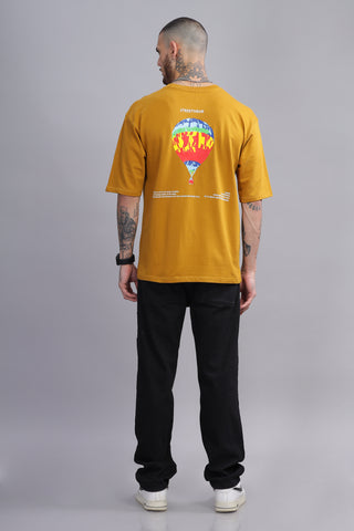 Float Balloon Edition Mustard Yellow Oversized Crew neck Tees