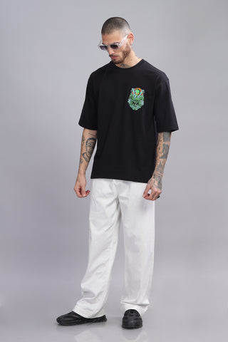 Alien Edition Black Oversized Crew neck Tees