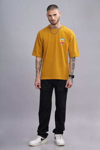 Float Balloon Edition Mustard Yellow Oversized Crew neck Tees