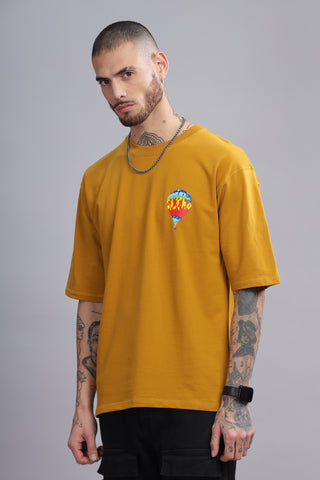 Float Balloon Edition Mustard Yellow Oversized Crew neck Tees