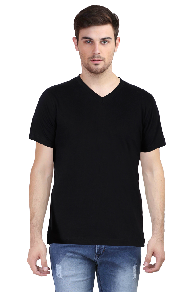 Black solid V neck t shrits