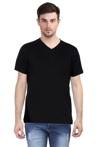 Black solid V neck t shrits