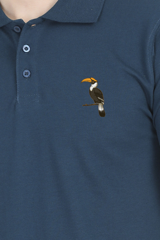 Avian Elegance Polo Shirt Petrol Blue