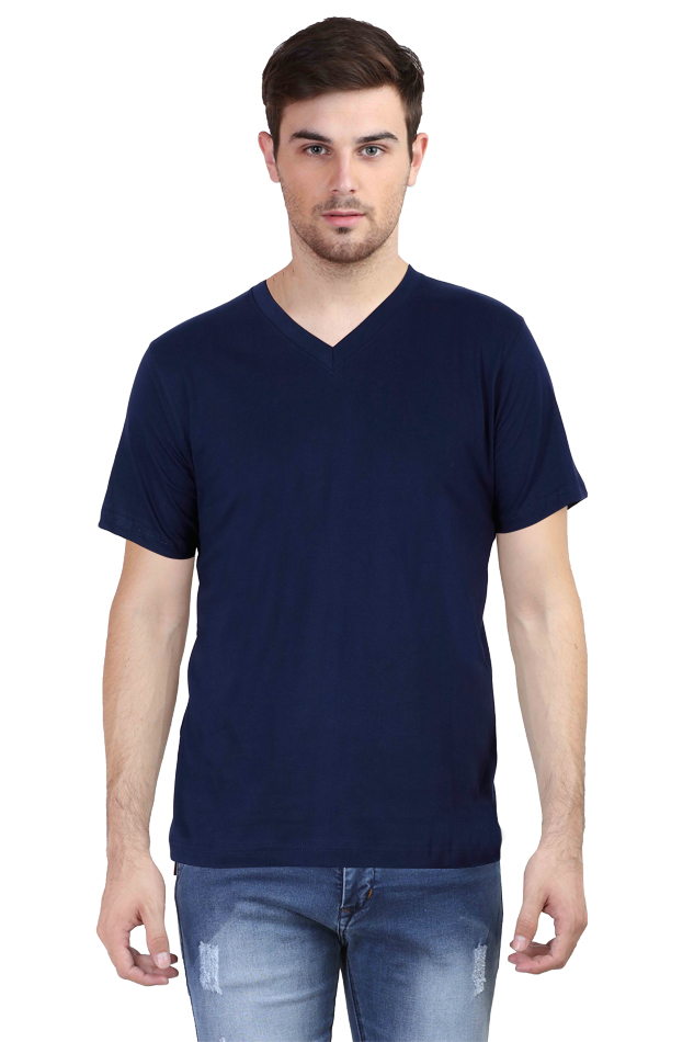 Men Royal blue solid v neck