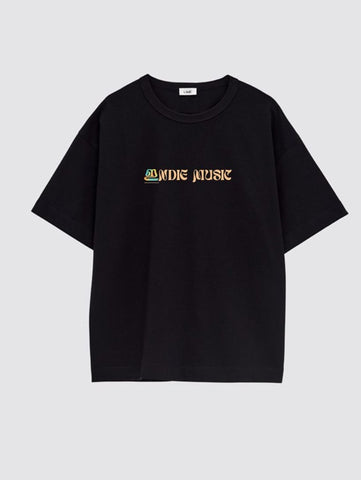 Retro Indie Black Oversized Crew neck Tshirt