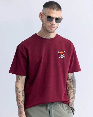 Luffy Oversized Tshirt Maroon