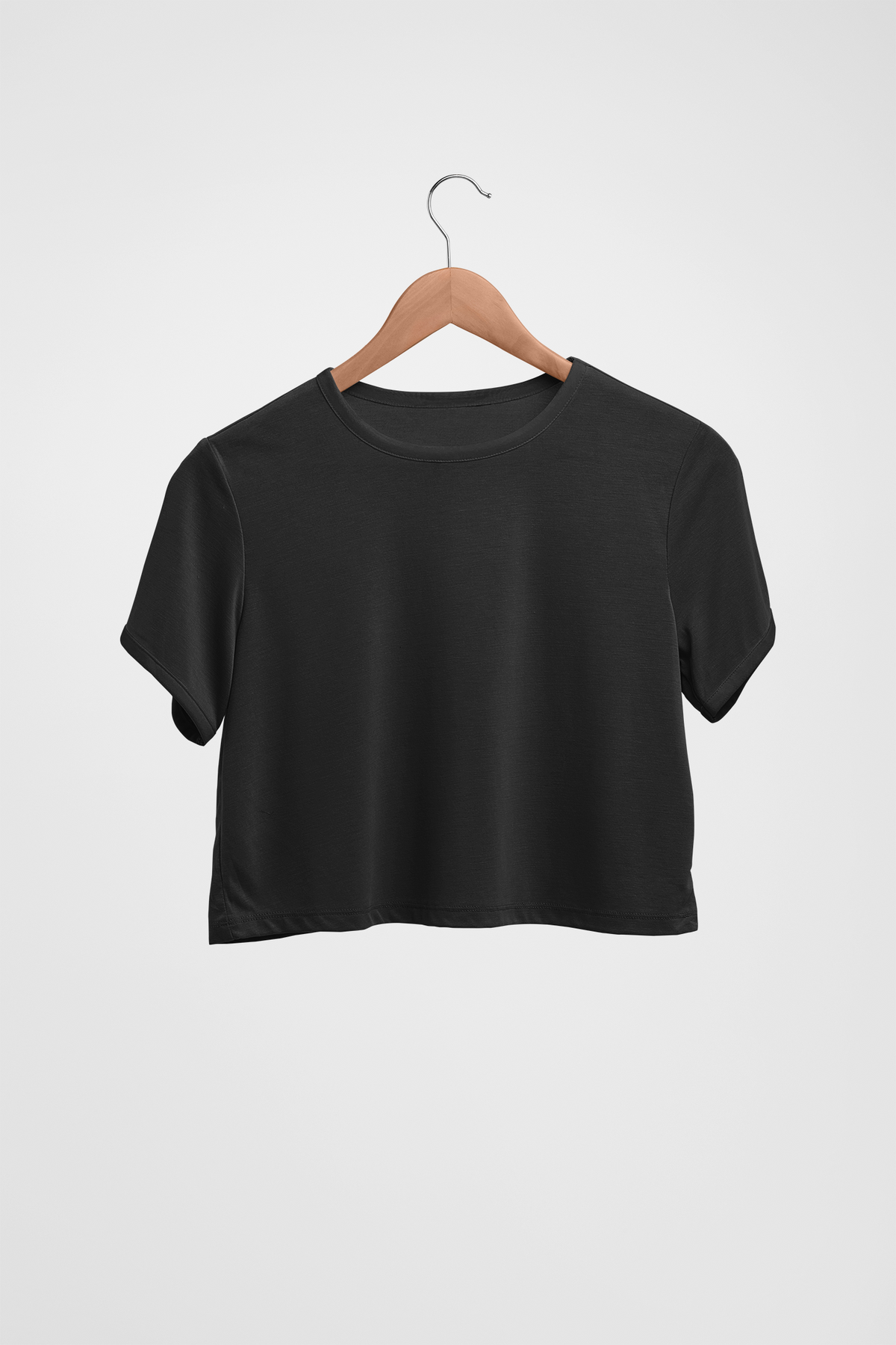 Black solid crop top