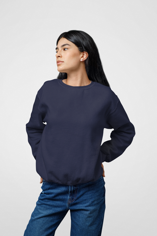 Navy Blue Elegance: Women's Solid Sweatshirt